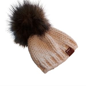 Kids Canopy Colorado Chunky Beanie Hat with Pom Cream